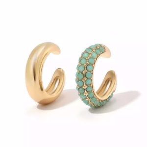 Lana Teal Pave - Gold Ear Cuffs